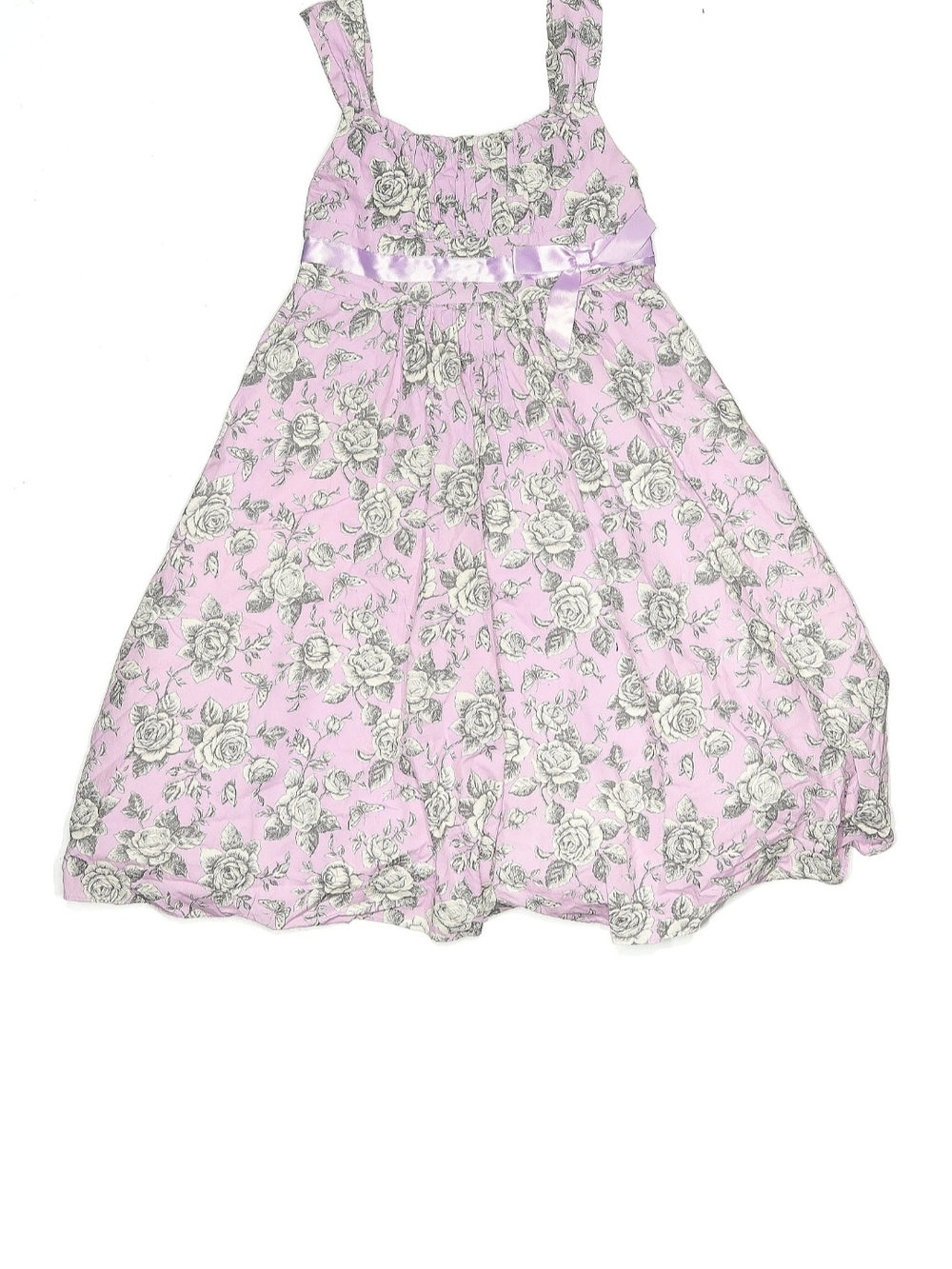 Bonnie Jean Pink Floral Sundress with Gray Rose Print